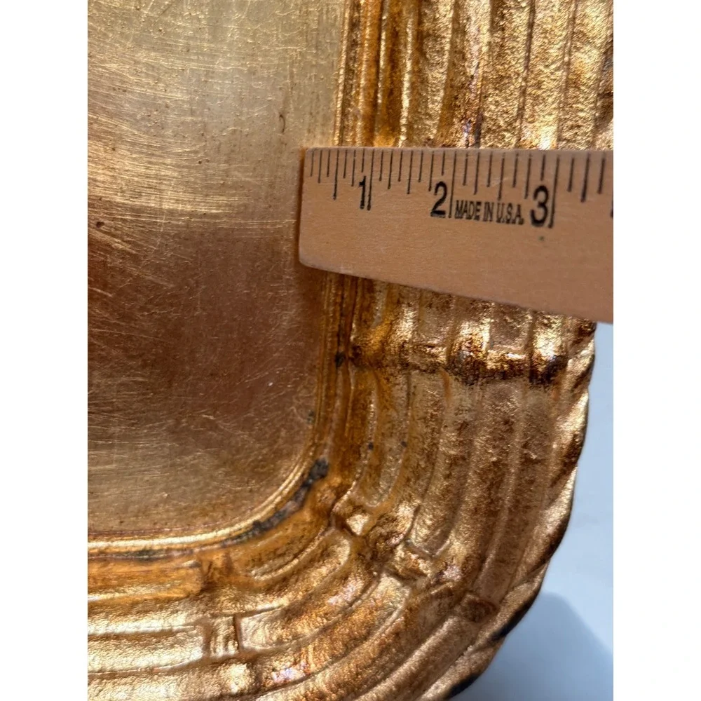 Vietri Serving Tray Large Good Italian Faux Bamboo Gold Leaf Gilt Serving Tray